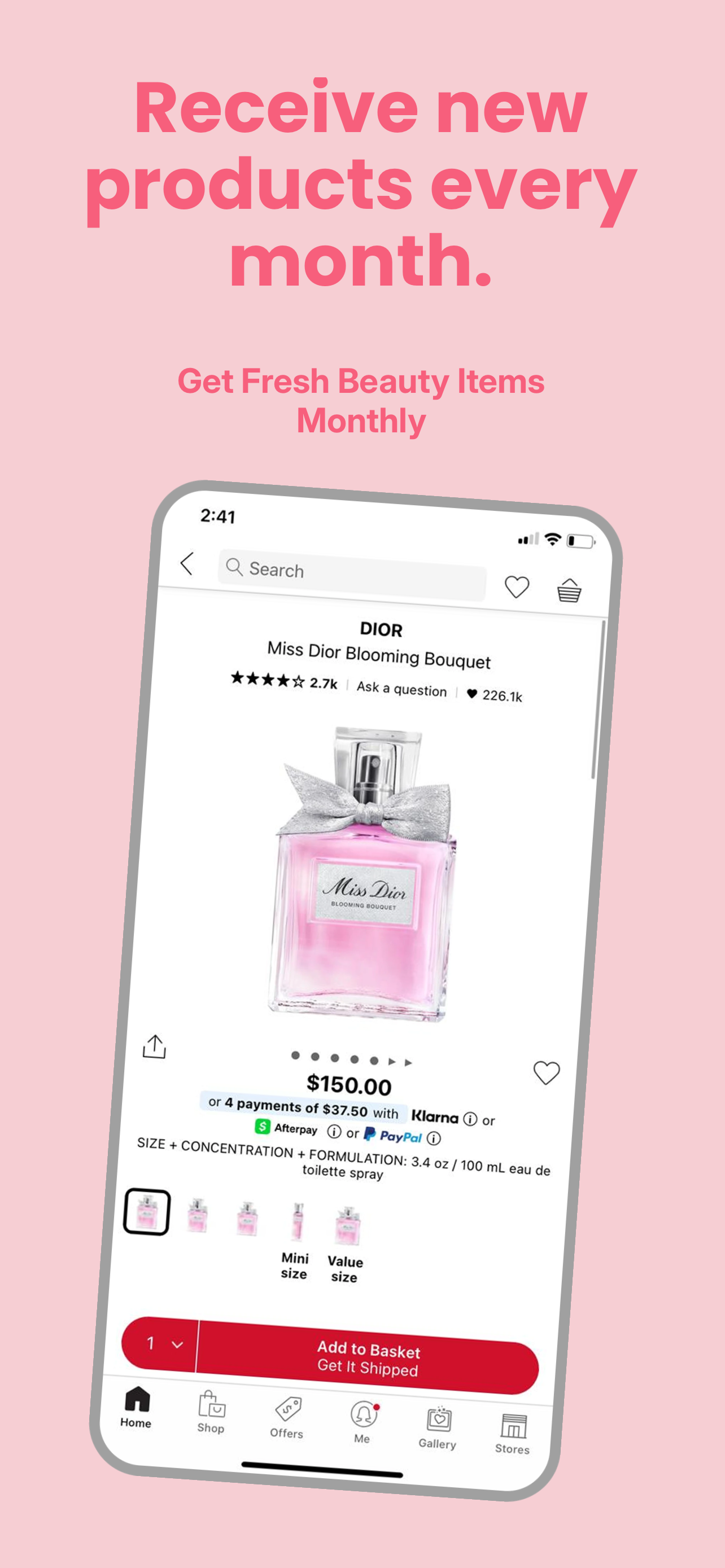 App Store screenshot template for beauty shopping app – product detail view