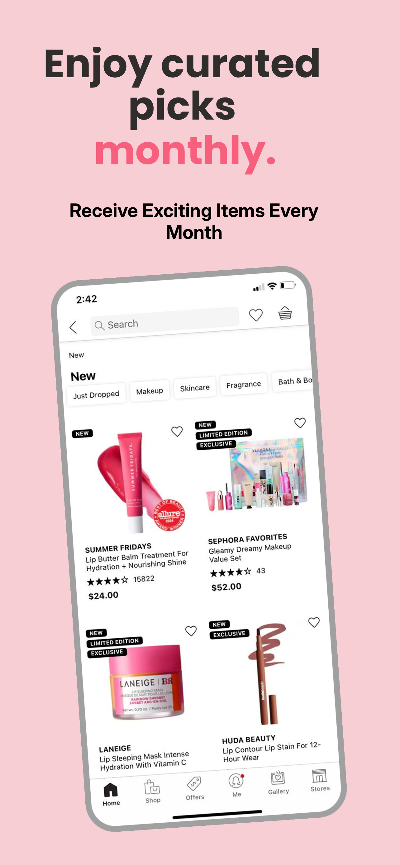 App Store screenshot template for beauty shopping app – cart and checkout