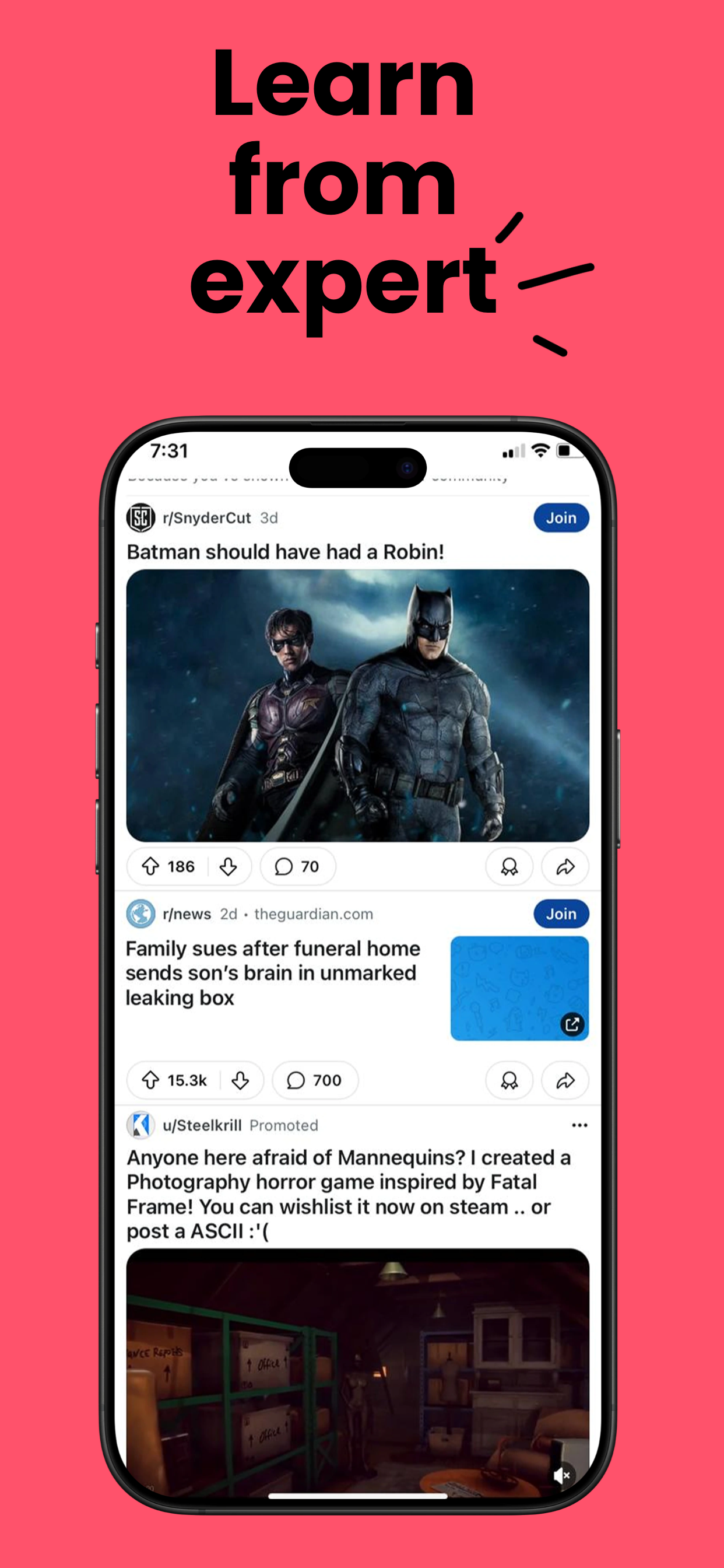App Store screenshot template for news app – comments and discussion