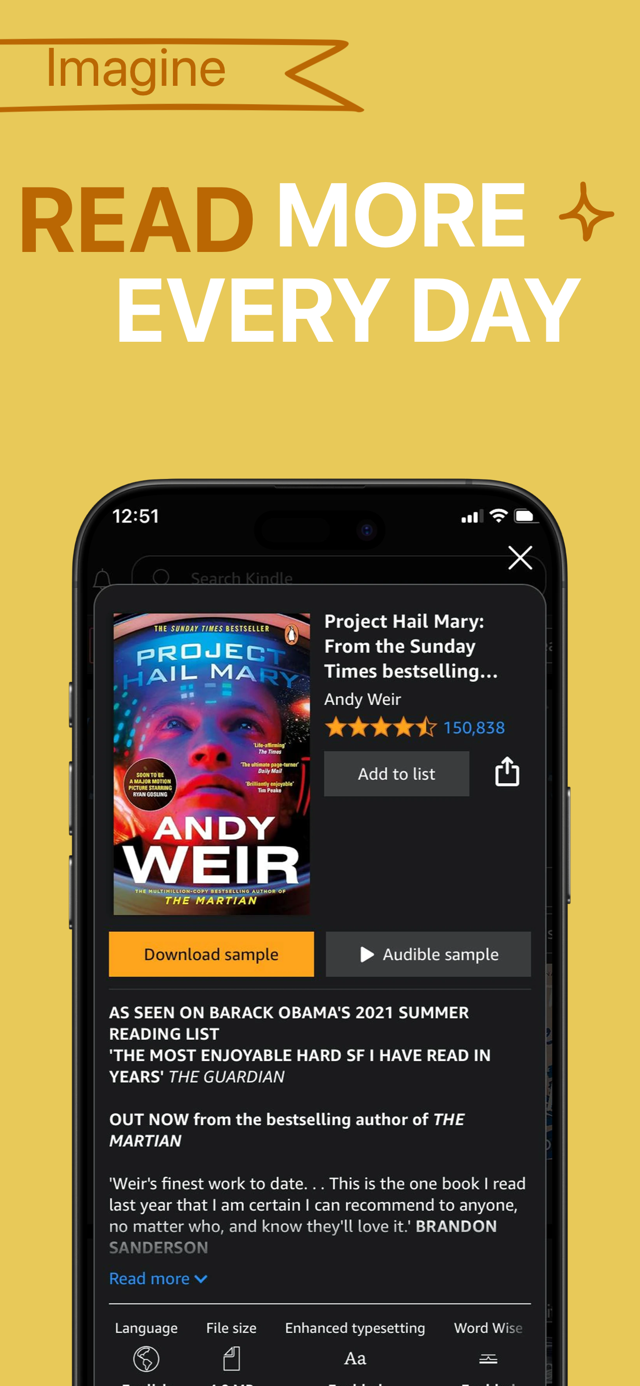 App Store screenshot template for reading app – book detail and reviews