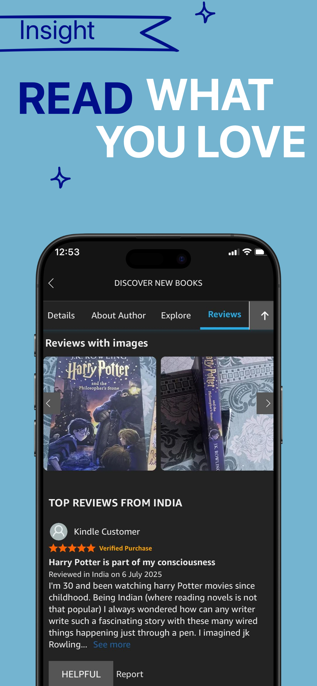 App Store screenshot template for reading app – library shelf view