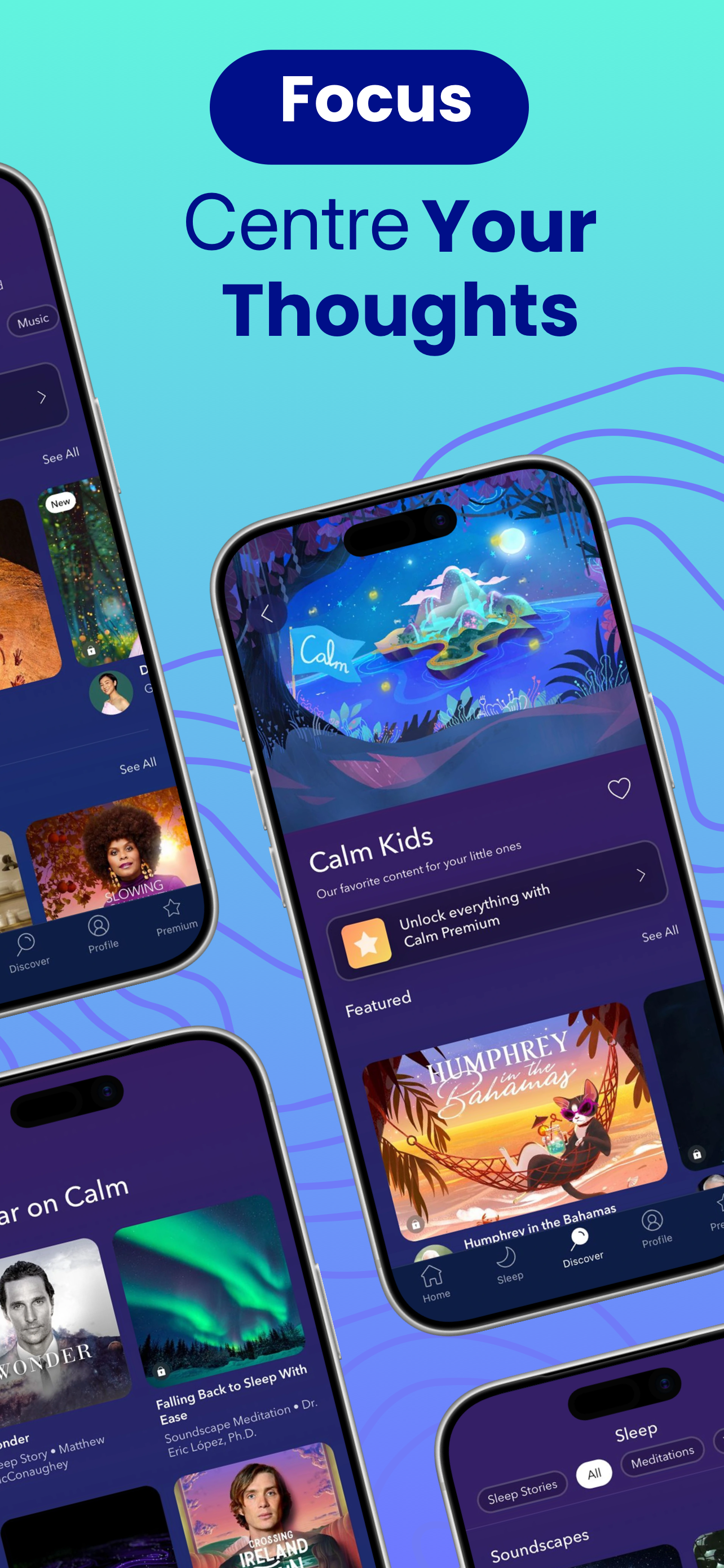 App Store screenshot template for meditation app – focus and calm section