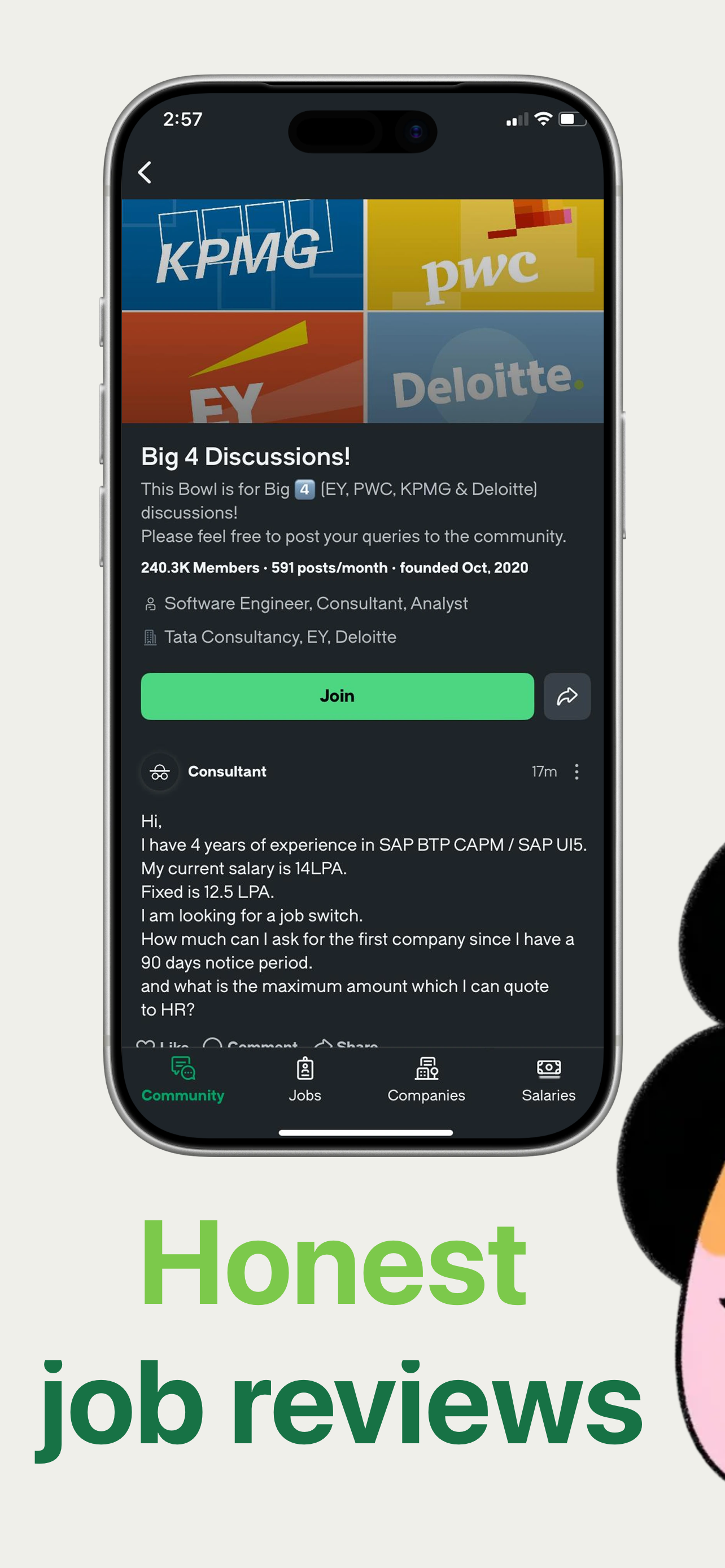 App Store screenshot template for career app – company community discussions