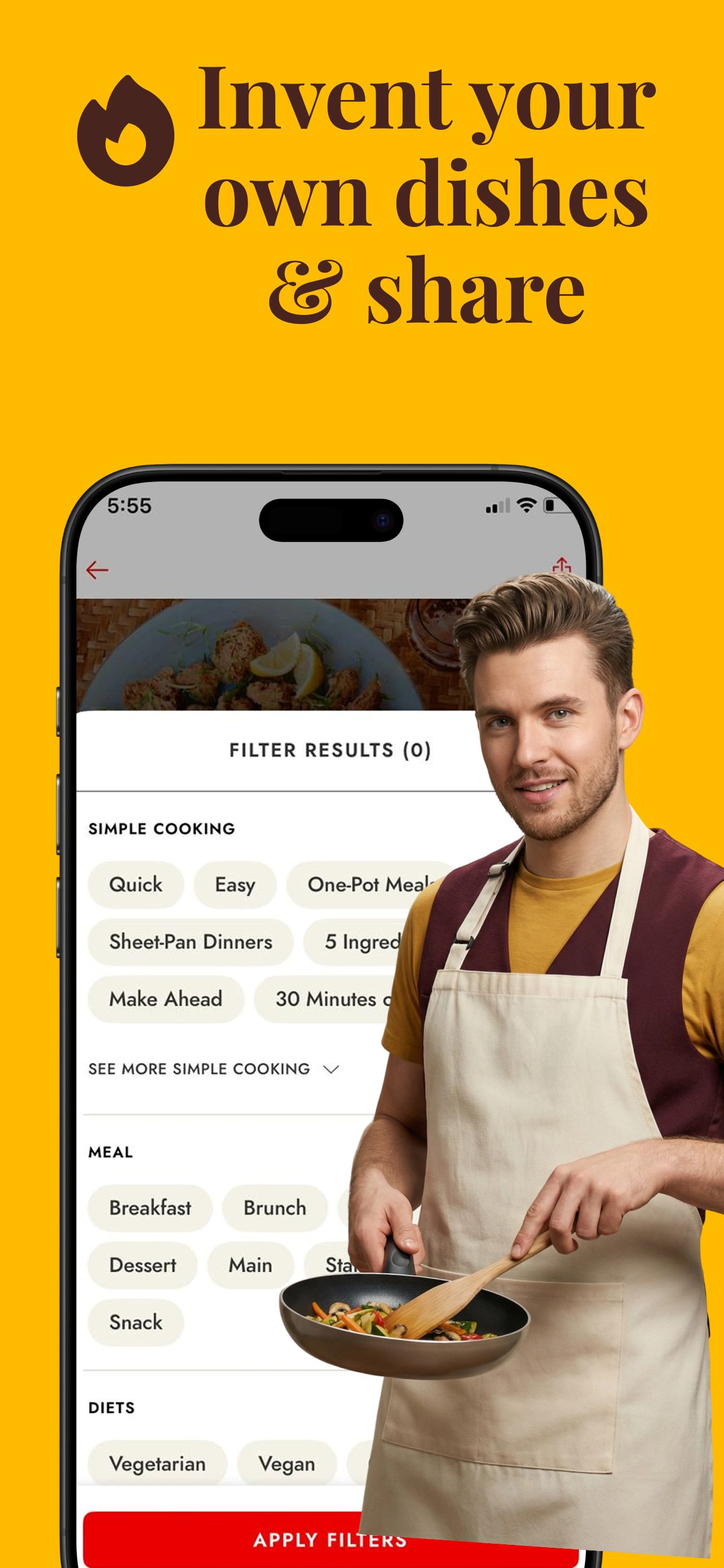 App Store screenshot template for recipe app – recipe categories grid
