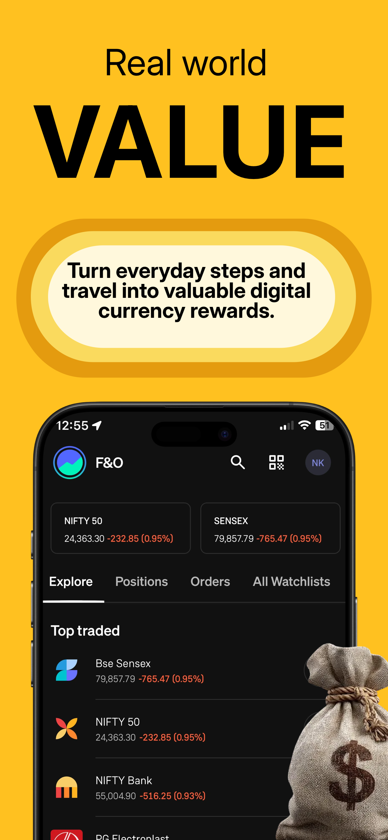 App Store screenshot template for finance app – investment portfolio