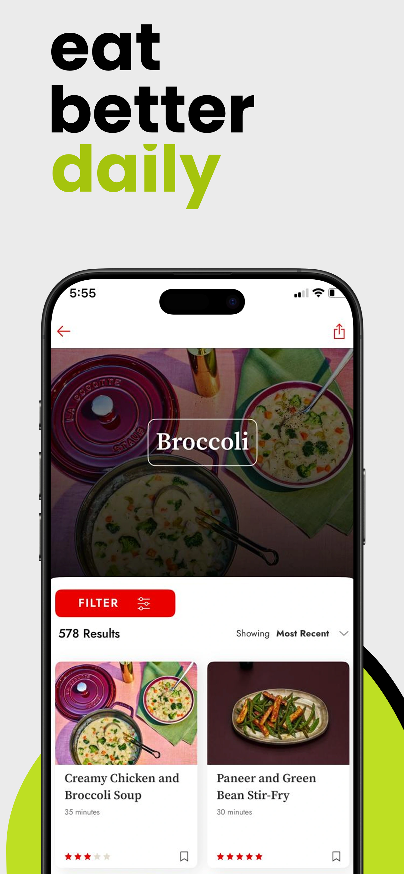 App Store screenshot template for cooking app – recipe categories grid