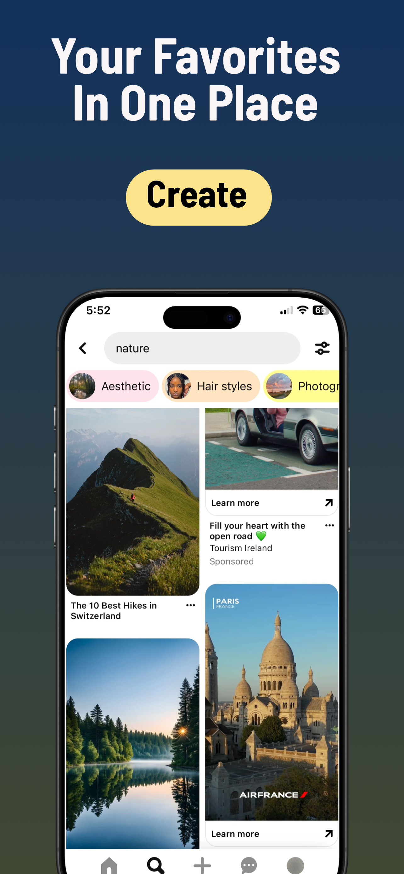 App Store screenshot template for inspiration app – discover collections feed