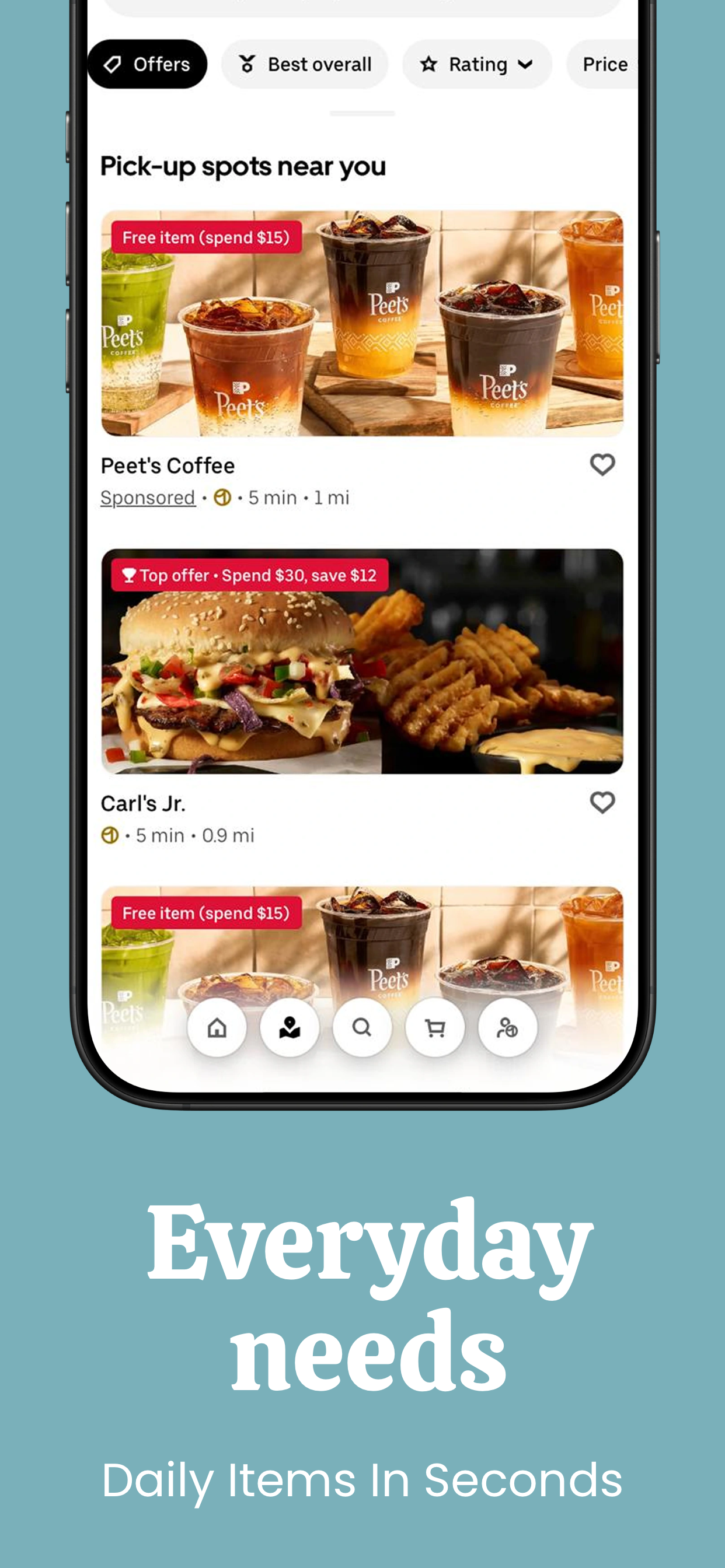 App Store screenshot template for grocery delivery app – cart and checkout