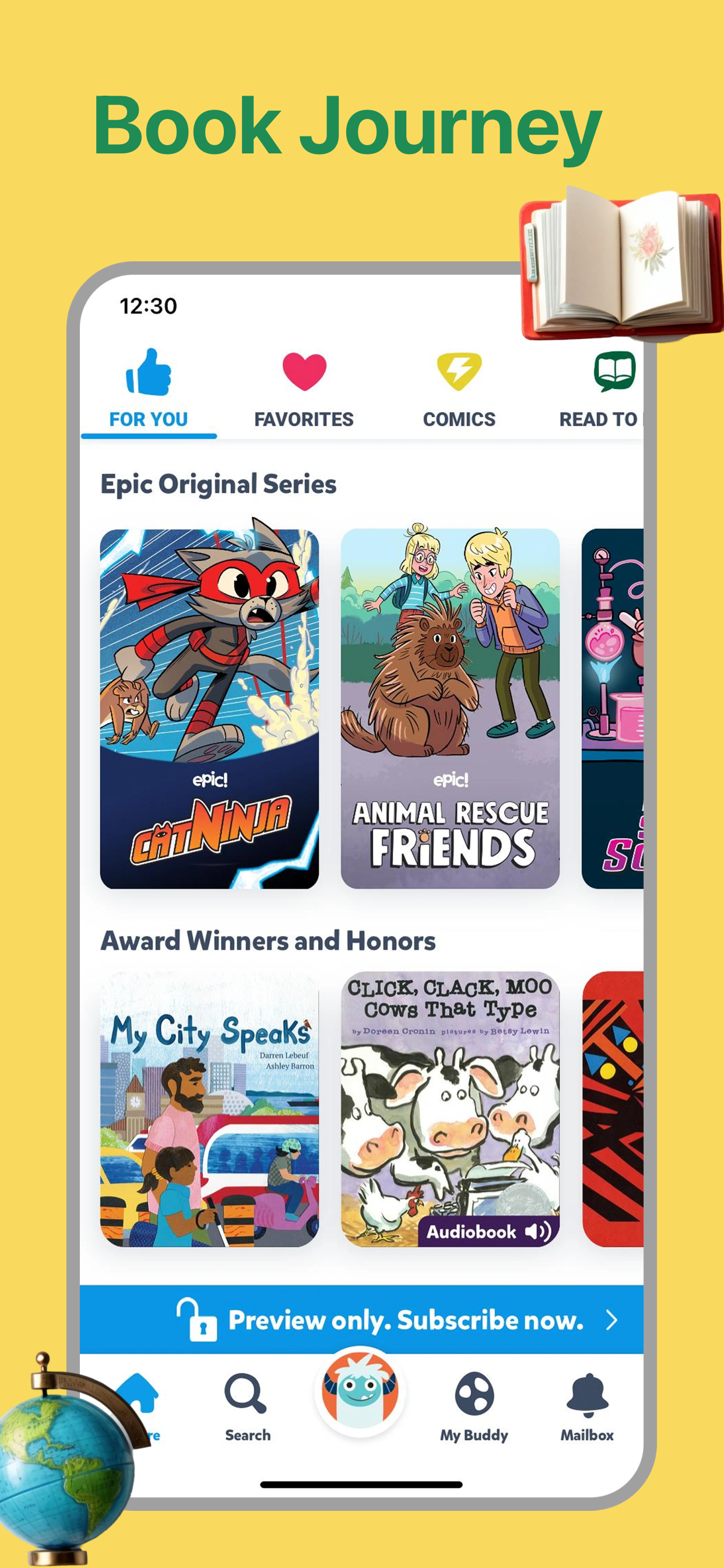 App Store screenshot template for kids reading app – read to me feature