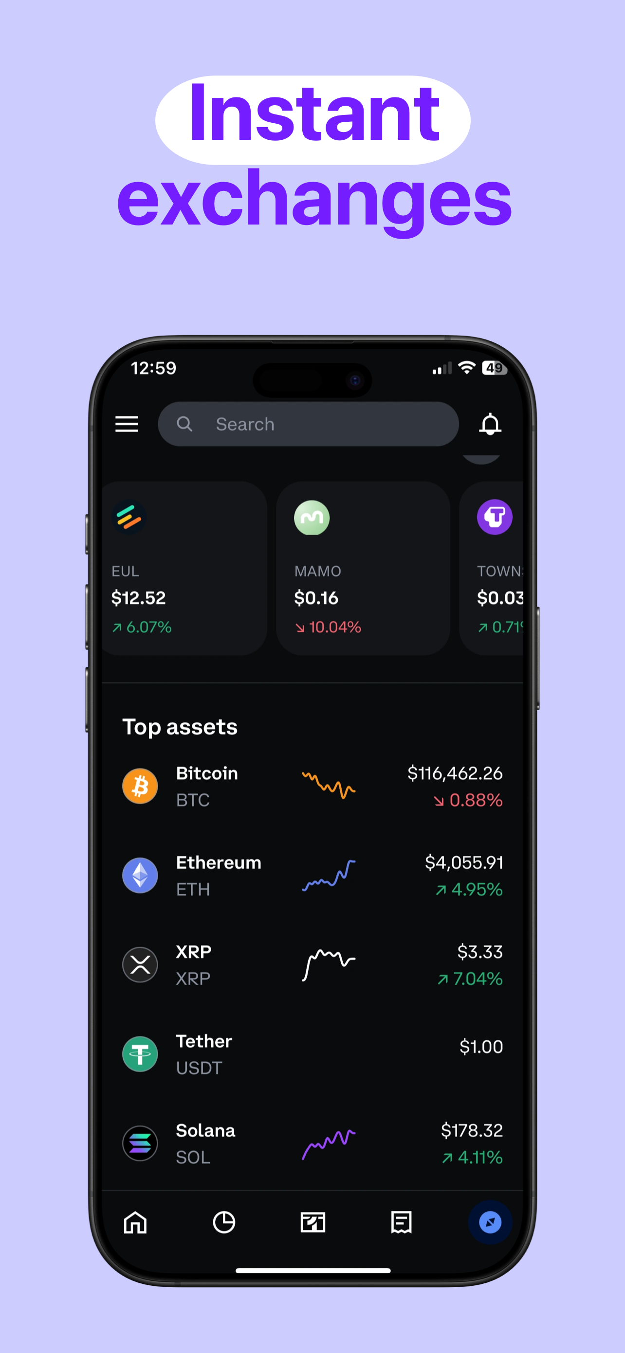 App Store screenshot template for investment app – stock market overview