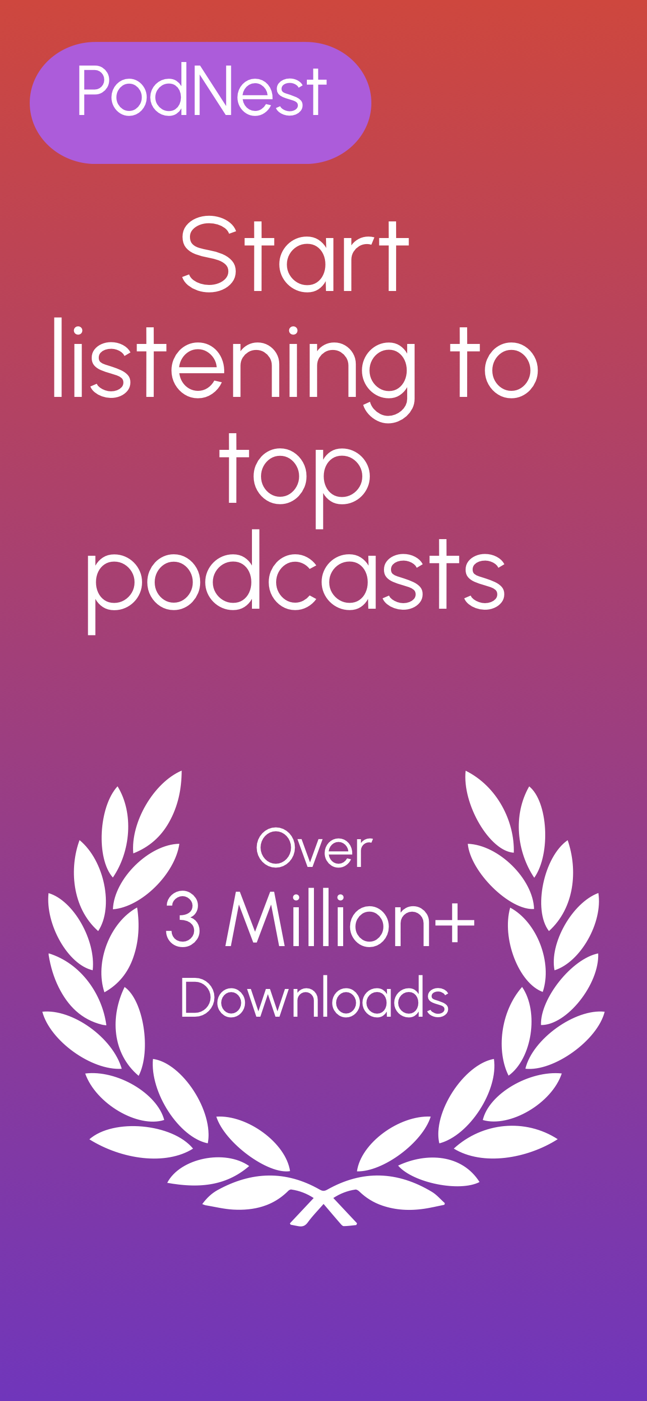 App Store screenshot template for podcast app – start listening top podcasts 3M downloads, iPhone 6.5 6.7 6.9