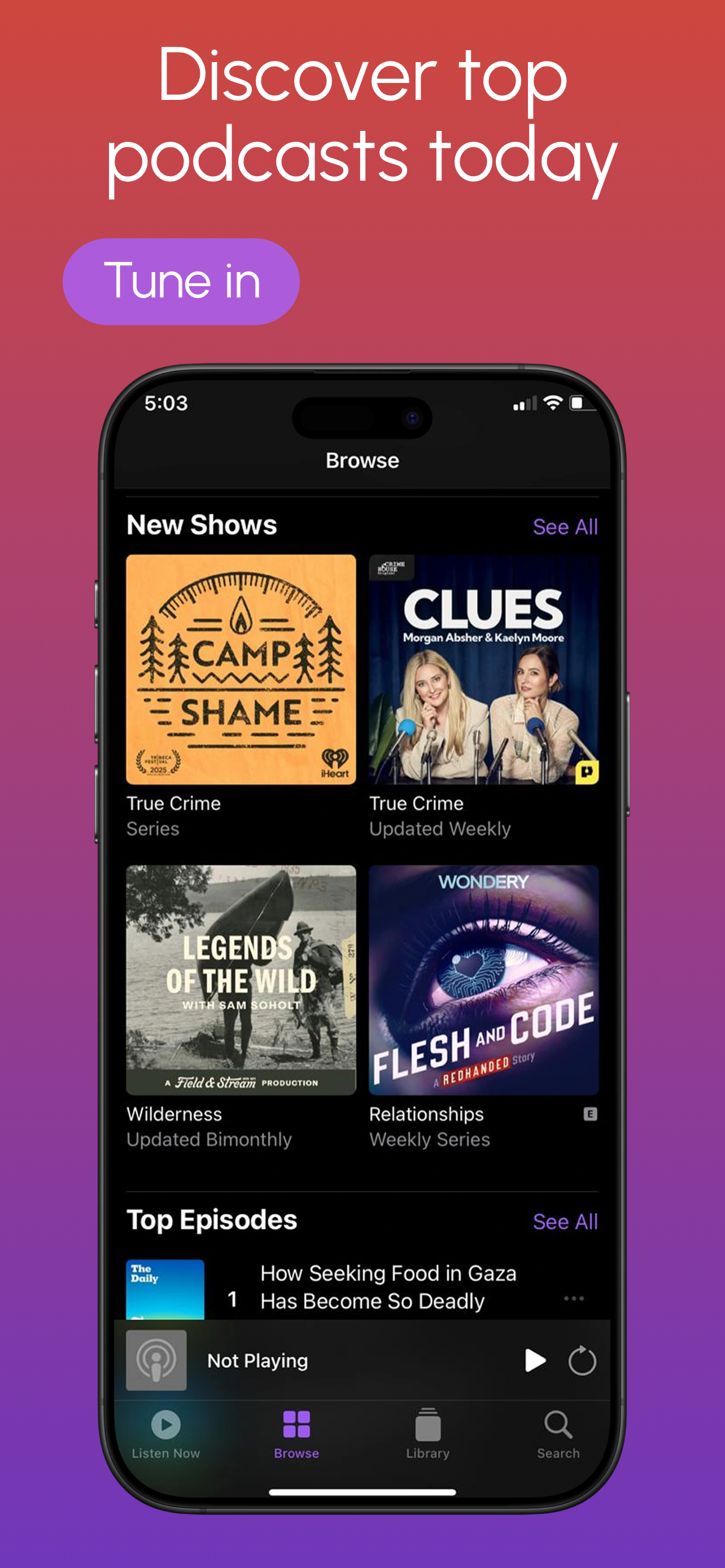 App Store screenshot template for podcast app – episode player view