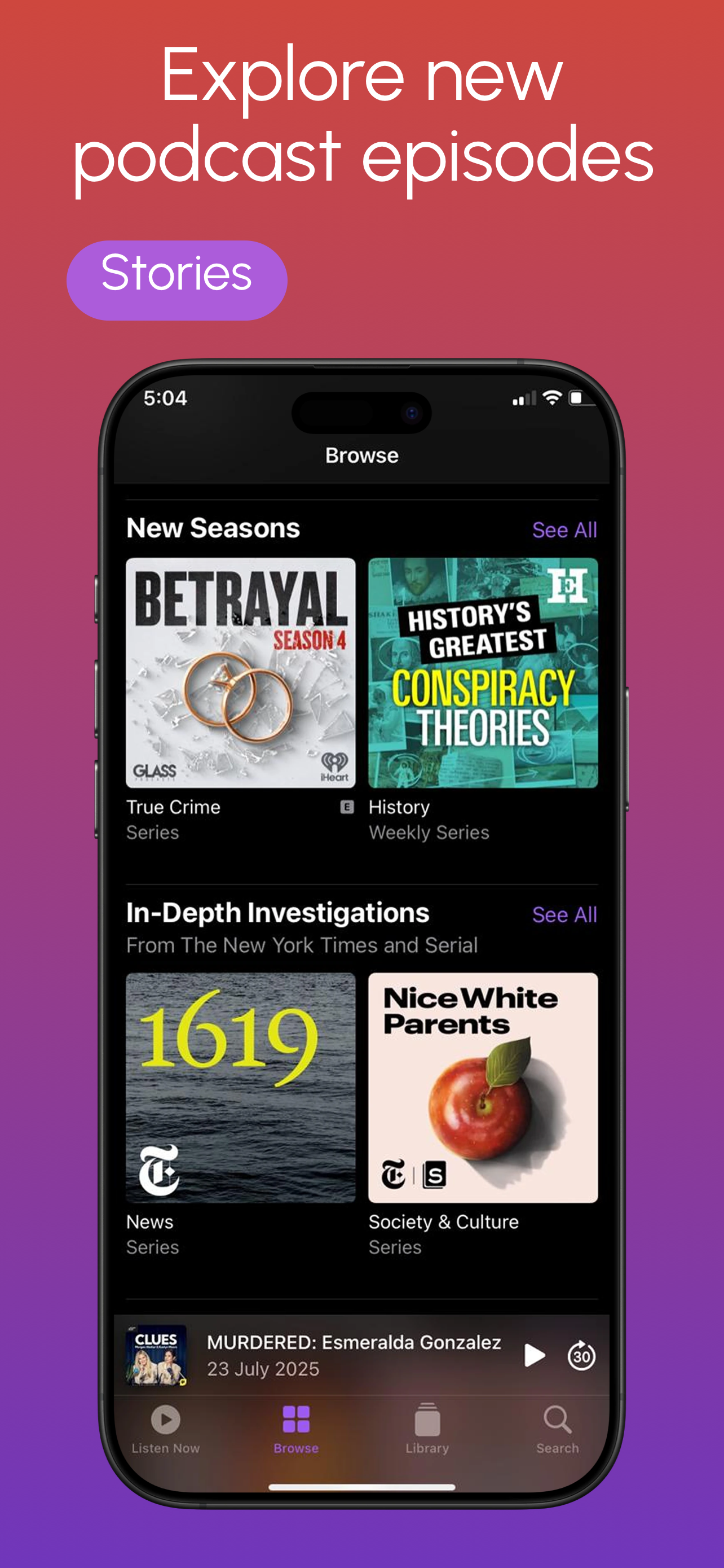 App Store screenshot template for podcast app – podcast categories browse