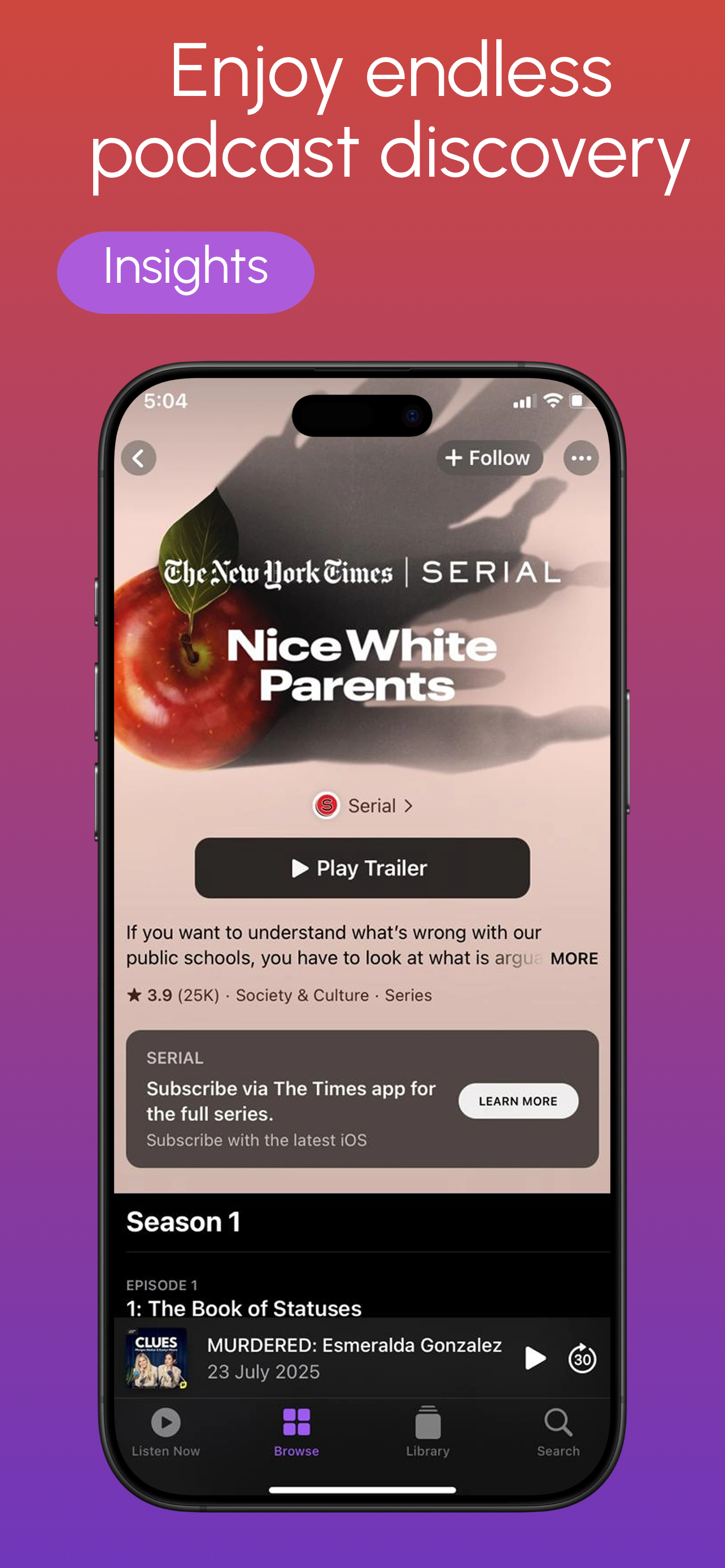 App Store screenshot template for podcast app – top charts ranking