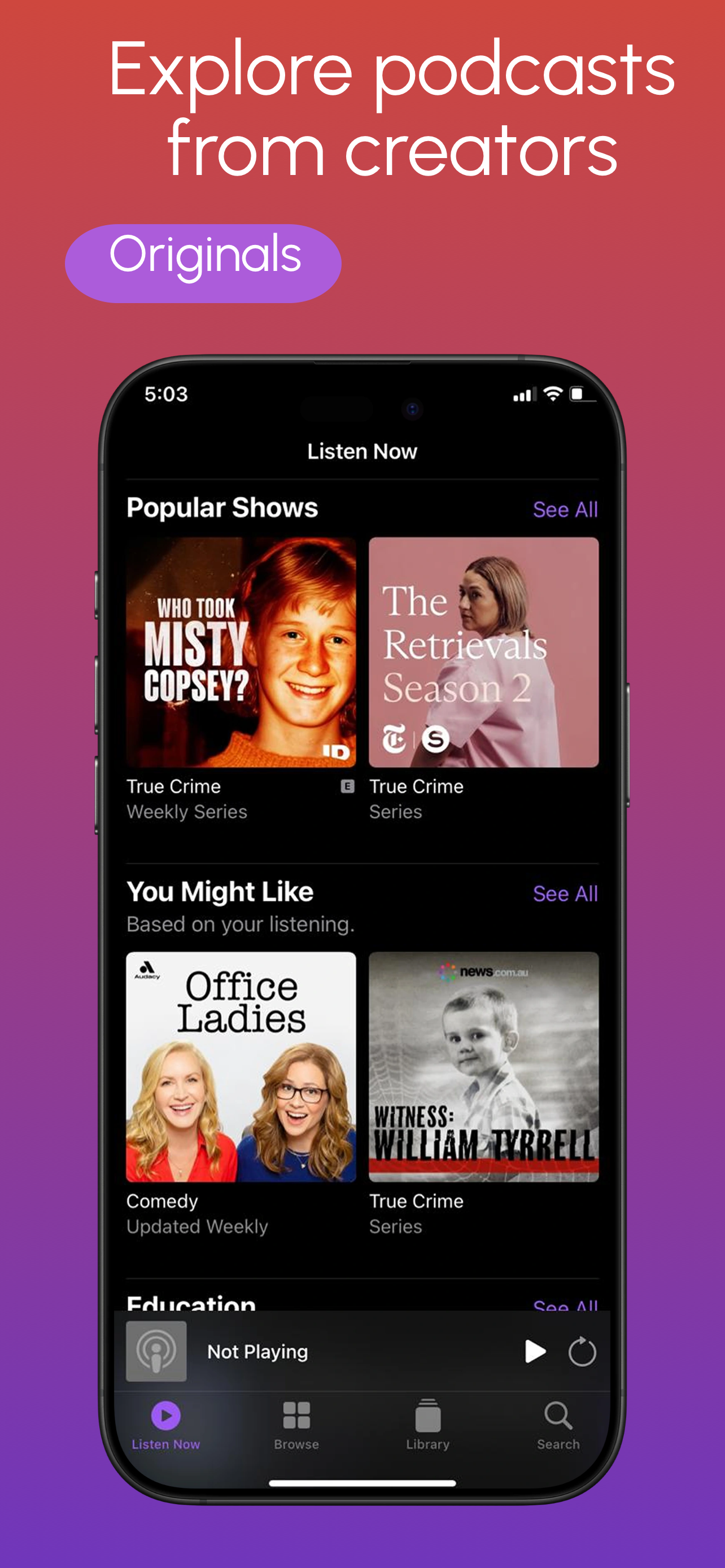 App Store screenshot template for podcast app – subscriptions management