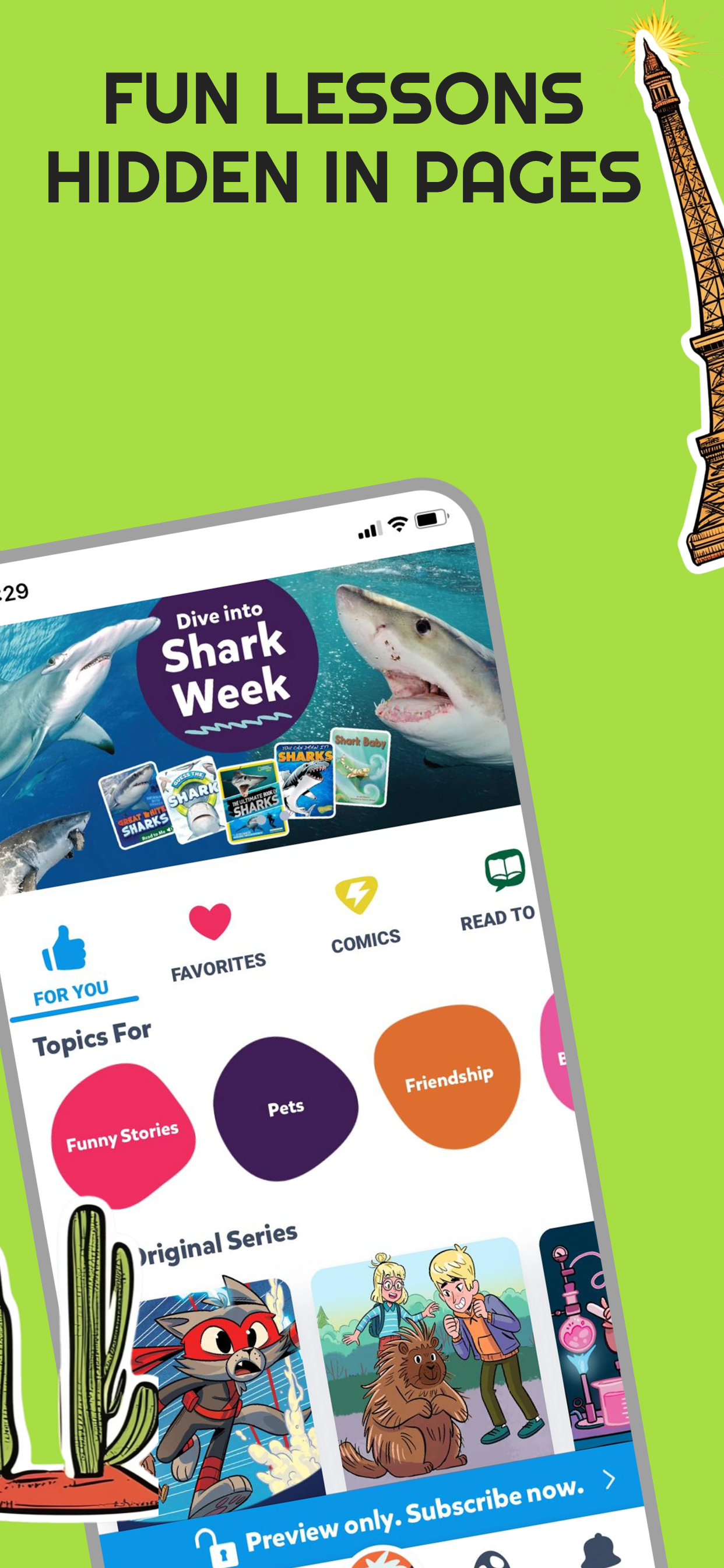 App Store screenshot template for kids learning app – audiobook player