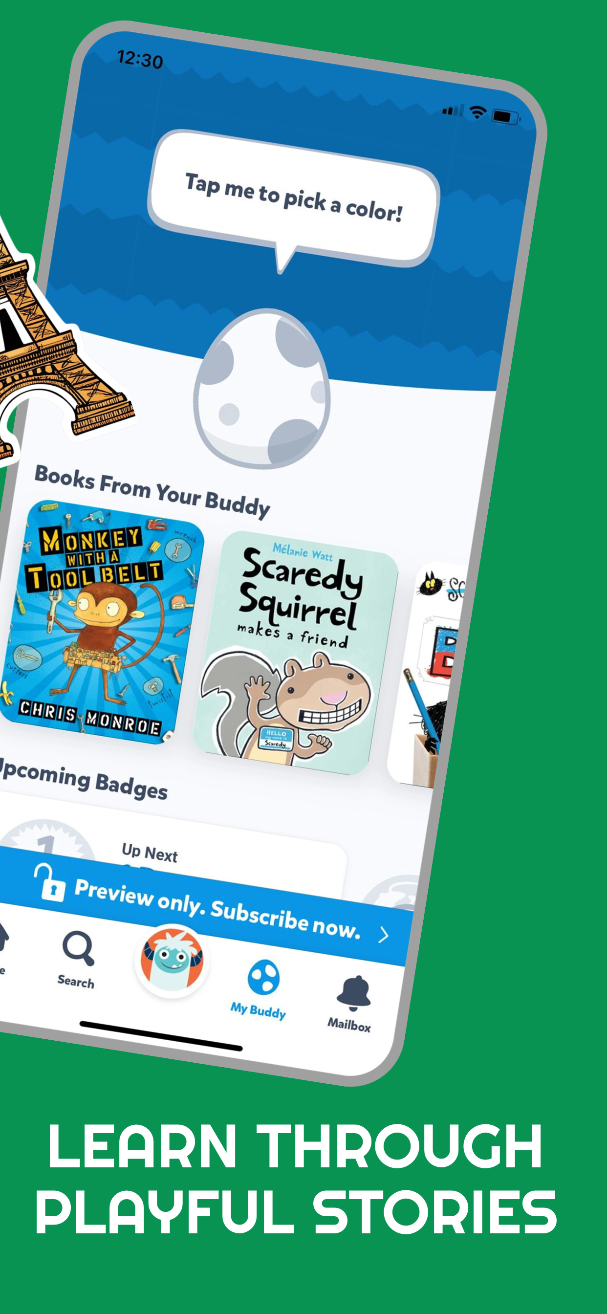 App Store screenshot template for kids learning app – library explore