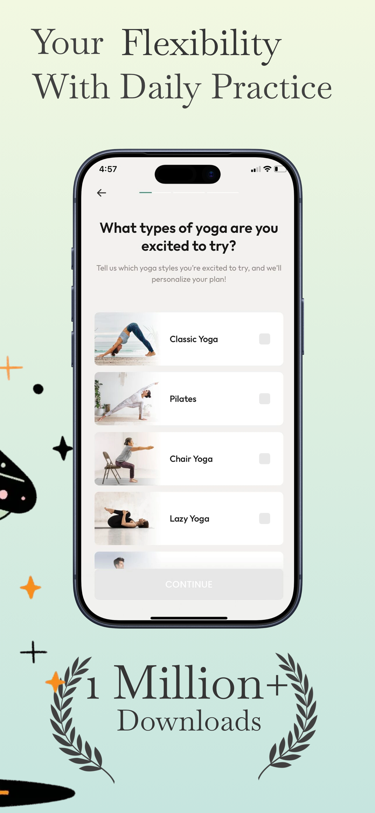 App Store screenshot template for yoga app – pose library browse