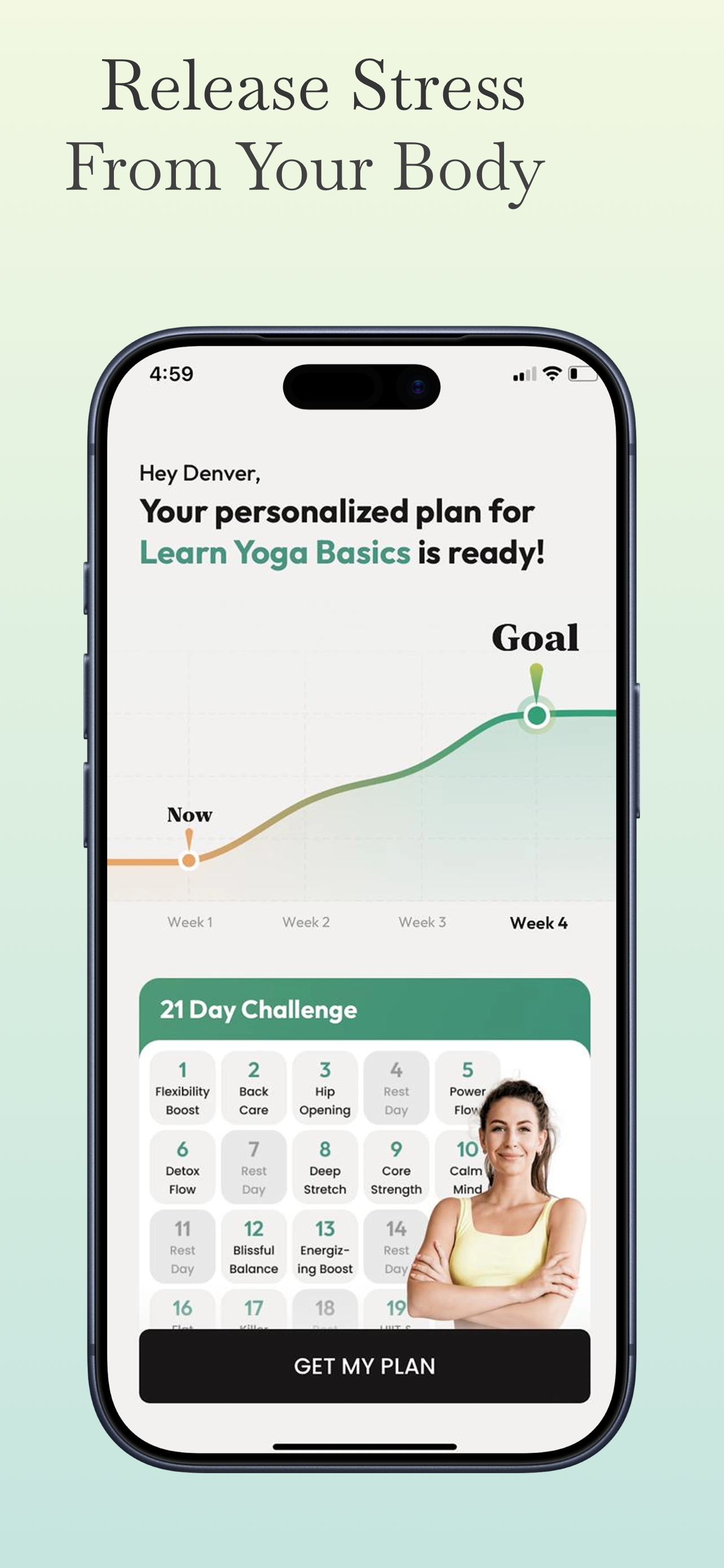 App Store screenshot template for yoga app – session player timer